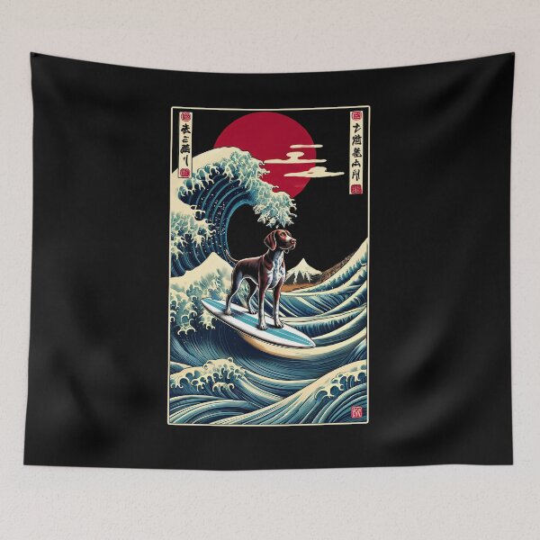 Item preview, German Shorthaired Pointer Kanagawa Wave Surf Surfboard Japanese Art Dog Lover designed and sold by Kimberley King Art  King Art.