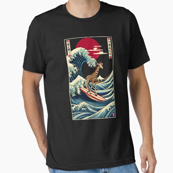 Item preview, Giraffe Kanagawa Wave Surf Surfboard Japanese Art Giraffe Lover designed and sold by Kimberley King Art  King Art.