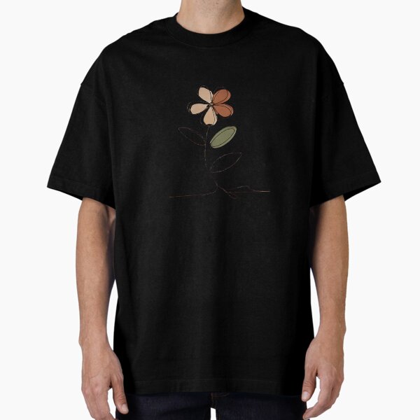 Minimalist Line Art Flower Oversized T-Shirt