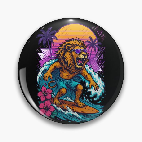 Item preview, Funny Lion Surfer Wave Summer Retro designed and sold by TomFrontierArt.