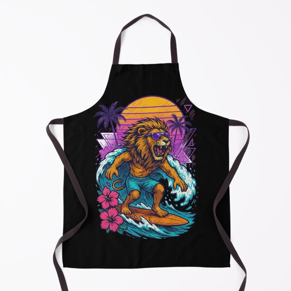 Item preview, Funny Lion Surfer Wave Summer Retro designed and sold by TomFrontierArt.