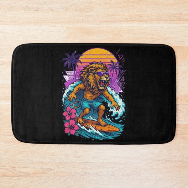 Item preview, Funny Lion Surfer Wave Summer Retro designed and sold by TomFrontierArt.