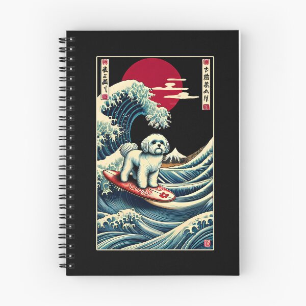 Item preview, Maltese Kanagawa Wave Surf Surfboard Japanese Art Dog Lover designed and sold by Kimberley King Art  King Art.