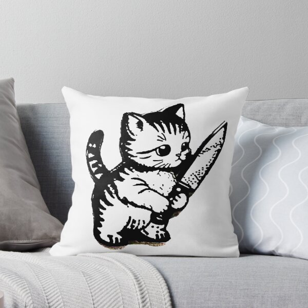 Item preview, Stabby Knife-Wielding Kitten Cat designed and sold by RainCitySticker.
