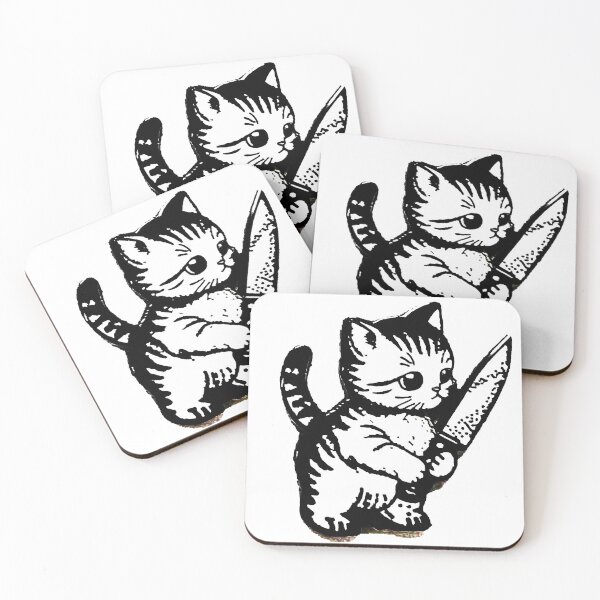 Item preview, Stabby Knife-Wielding Kitten Cat designed and sold by RainCitySticker.