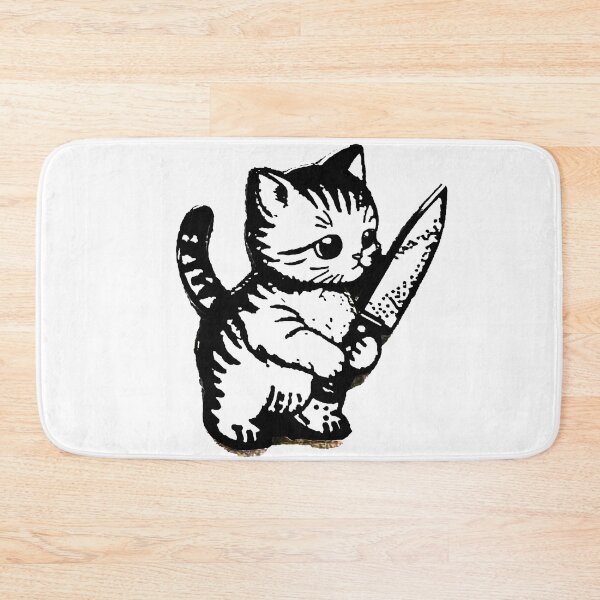 Item preview, Stabby Knife-Wielding Kitten Cat designed and sold by RainCitySticker.