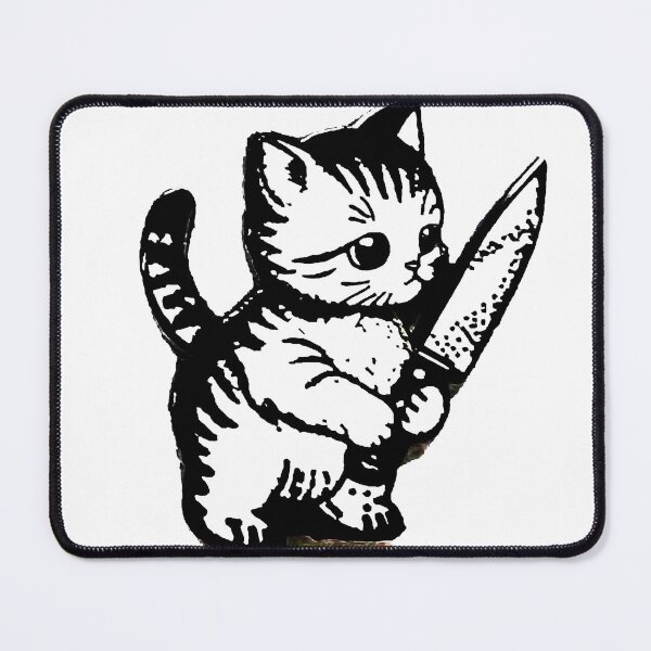 Item preview, Stabby Knife-Wielding Kitten Cat designed and sold by RainCitySticker.