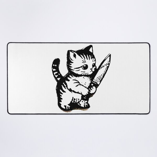 Item preview, Stabby Knife-Wielding Kitten Cat designed and sold by RainCitySticker.