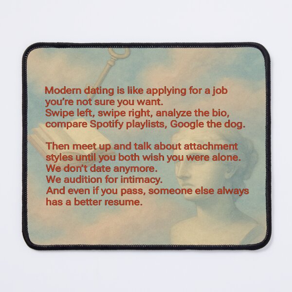 Item preview, Modern Dating: Audition for Intimacy - Satirical Art on Love and Loneliness designed and sold by CrumblyStudio.