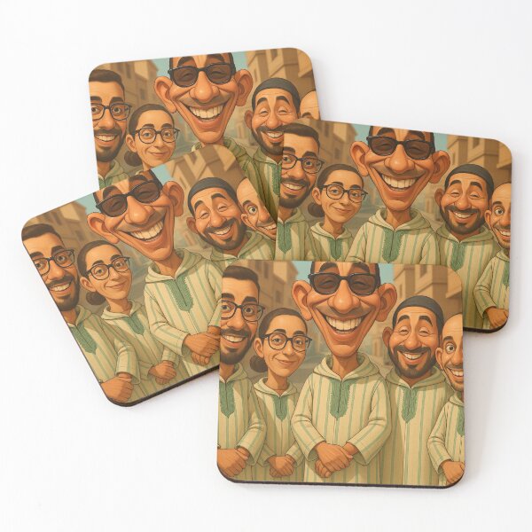 Item preview, Smiling Family in Moroccan Jellaba - Vintage Illustration | Traditional Moroccan T-shirt designed and sold by DRAWZENART.