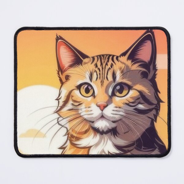Item preview, Tabby Cat Watching Sunset - Serene Tropical Beach Art designed and sold by Pixel Playground.