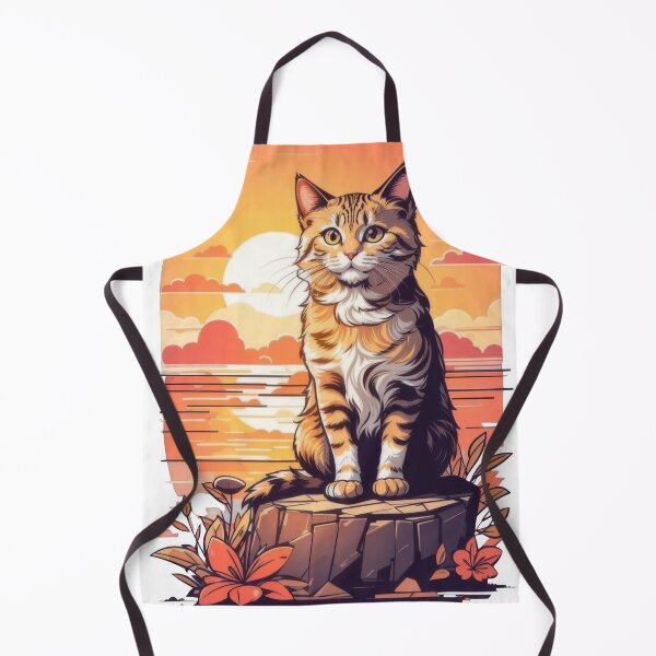 Item preview, Tabby Cat Watching Sunset - Serene Tropical Beach Art designed and sold by Pixel Playground.