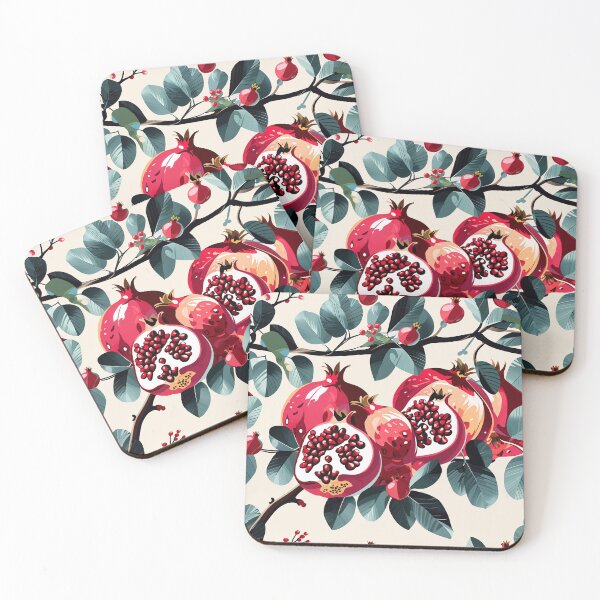 Item preview, Pomegranate Blossoms Botanical Fruit Pattern designed and sold by Canvas-Whispers.