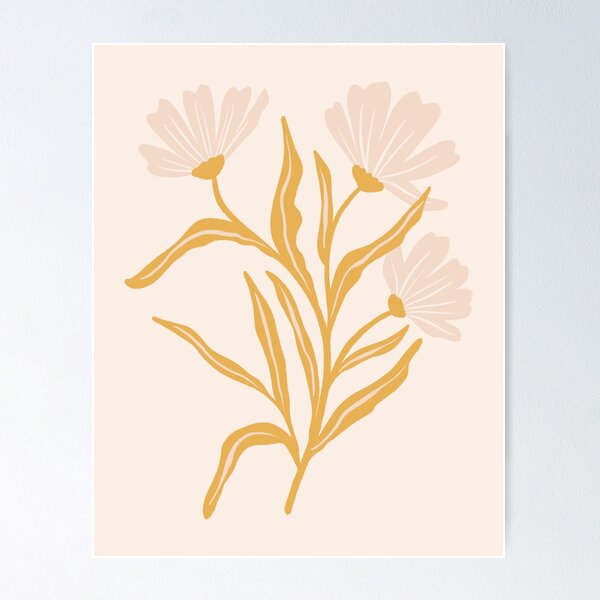 Item preview, Minimal Wildflower Line Art in Ochre designed and sold by wackapacka.