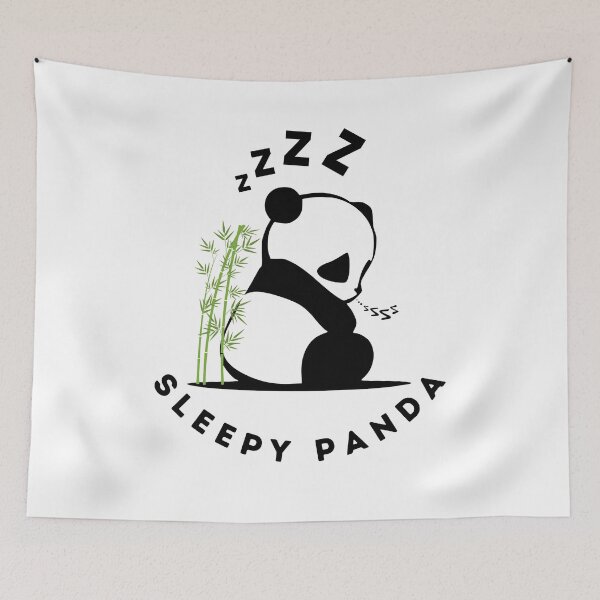 Item preview, "Sleepy Panda Resting by Bamboo – Animal Illustration" designed and sold by Goodnbadapple.