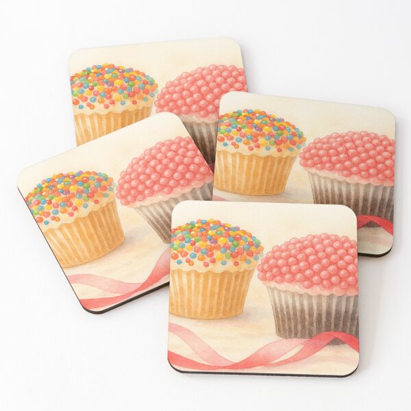 Item preview, Watercolor Cupcakes with Sprinkles and Pink Pearls designed and sold by Pacika.