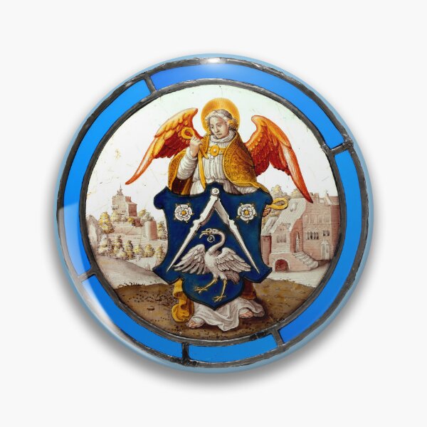 Item preview, Medieval Stained Glass Angel with Heraldic Shield designed and sold by Pixelchicken.