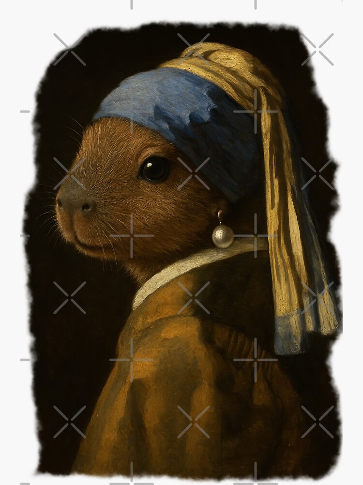 Capybara Girl with a Pearl Earring