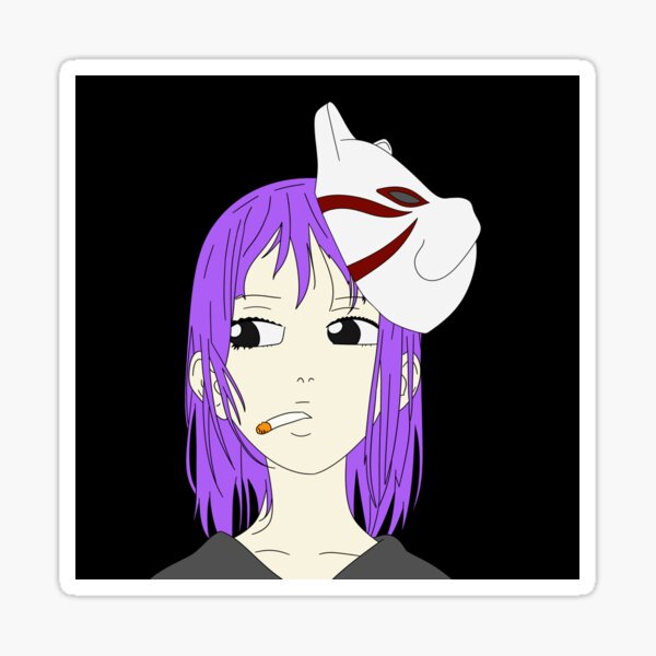 Vista previa del artículo con la obra «Chica de anime fumando», diseñado y vendido por RuinTheGod.
