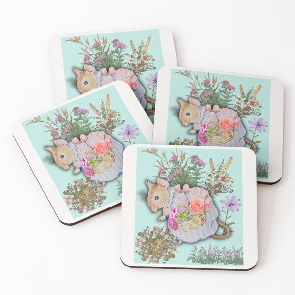 Item preview, Ms Mouse Collecting Pretty Flowers Colorful Illustration Design designed and sold by EarthArtDesigns.