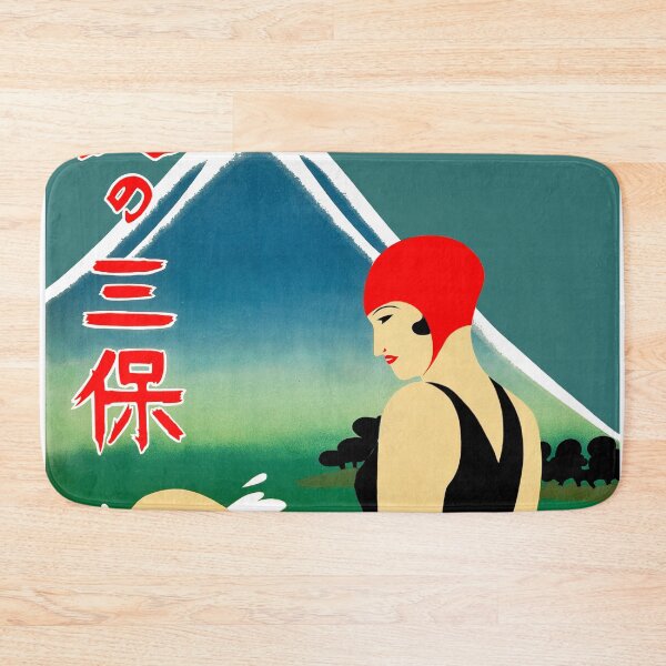 Item preview, Japanese Travel Tourism Poster 1930s Art Deco Girl Swimsuit Mount Fuji designed and sold by Pixelchicken.