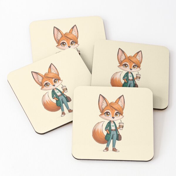 Item preview, Charming fox woman with coffee –  adorable spring Illustration designed and sold by Pearl67.