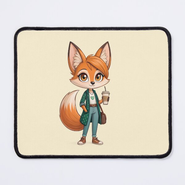 Item preview, Charming fox woman with coffee –  adorable spring Illustration designed and sold by Pearl67.