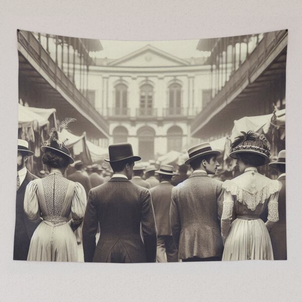 Item preview, Bustling 1920s Cali – AI Artwork Vintage Black and White City Scene for Lovers of History, Travel, and Urban Life designed and sold by knalpot-design.