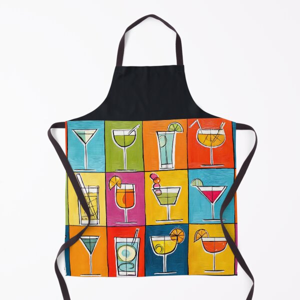 Item preview, Grid of Festivity - Cocktail Glasses with Vibrant Garnishes in a Playful, Colorful Design designed and sold by OlfactoART Studio.