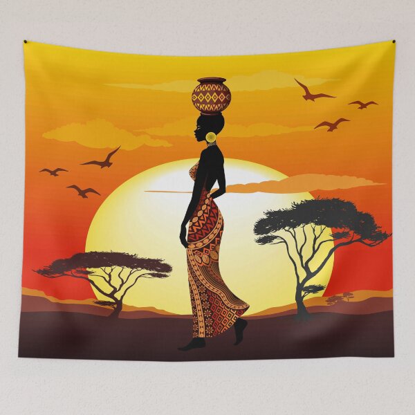 Item preview, African Beauty Silhouette on African Sunset designed and sold by BluedarkArt.