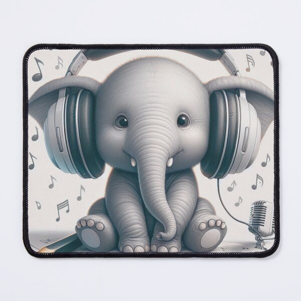 Item preview, Musical baby elephant with headphones designed and sold by Artemilena.