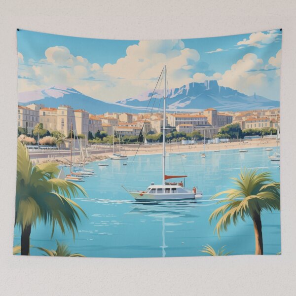 Item preview, A Vintage Travel Illustration of Cannes - France designed and sold by GoodOldVintage.