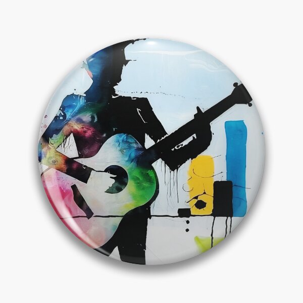 Item preview, Shadow Plays the White Guitar – Mixed-Style Art (Hirst × Banksy × Murakami) | Cheerful Minimalism, Translucent Watercolor & Ink Painting designed and sold by Pro AguiZoul Art.