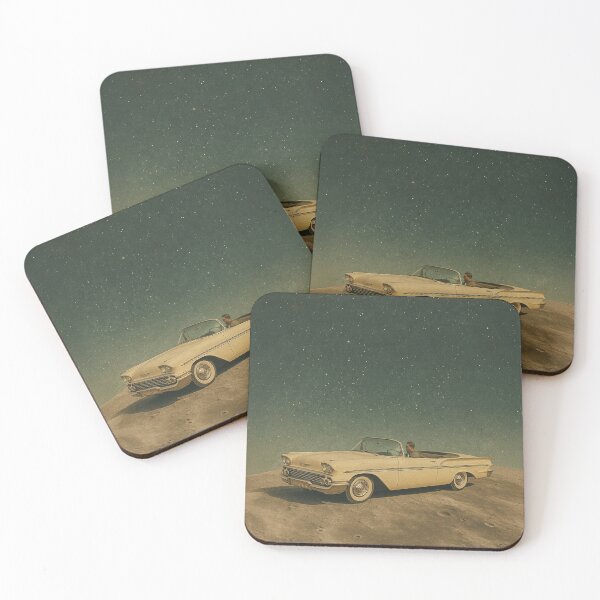 Item preview, Cosmic Retro Car on the Moon. Vintage Space Collage Art designed and sold by Remioni.
