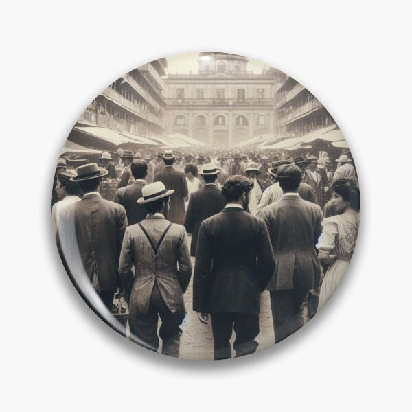 Item preview, Bustling 1920s Medellín – AI Artwork Vintage Black and White Urban Scene for Lovers of History, Travel, and City Life designed and sold by knalpot-design.