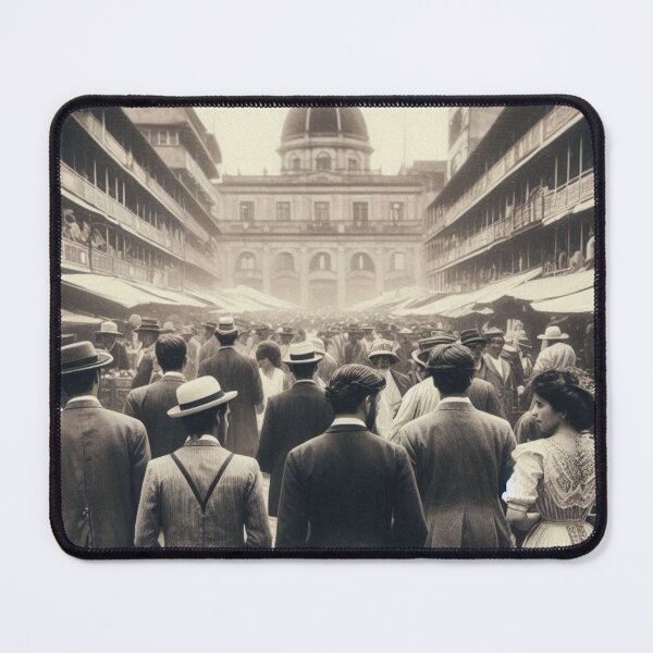 Item preview, Bustling 1920s Medellín – AI Artwork Vintage Black and White Urban Scene for Lovers of History, Travel, and City Life designed and sold by knalpot-design.
