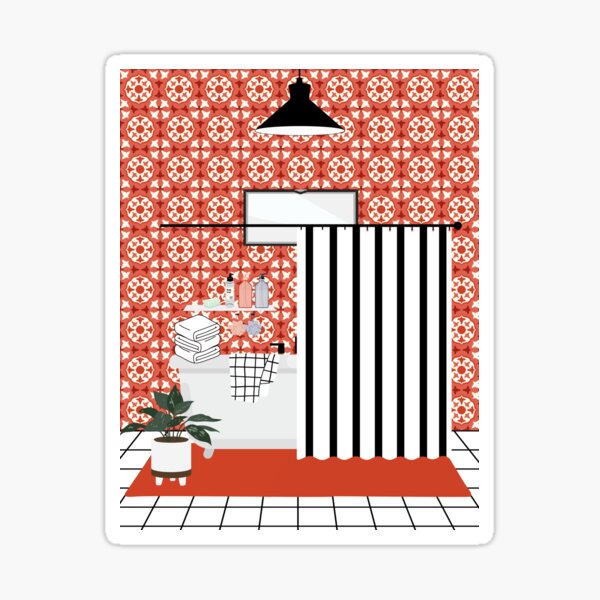 Vista previa del artículo con la obra «Diseño de baño_Naranja-Rojo», diseñado y vendido por HBBS DESIGNS.