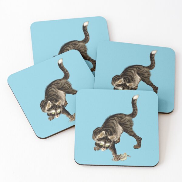 Item preview, Japanese Cat Catching a Frog designed and sold by Pixelchicken.