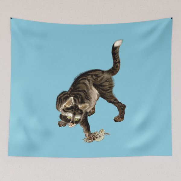 Item preview, Japanese Cat Catching a Frog designed and sold by Pixelchicken.