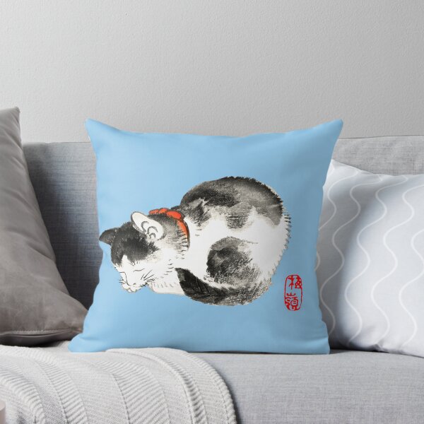 Item preview, Sleeping Japanese Cat Black and White designed and sold by Pixelchicken.