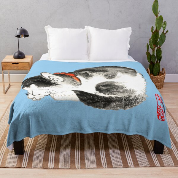 Item preview, Sleeping Japanese Cat Black and White designed and sold by Pixelchicken.