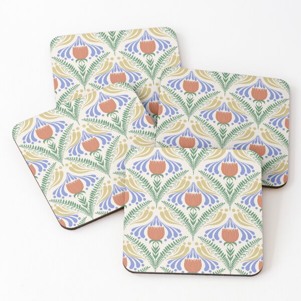 Item preview, Ogee Square Tile Floral Orange Tulip designed and sold by HydrangeaDelMar.