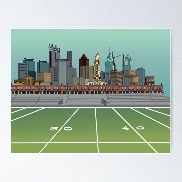 Item preview, City Skyline Overlooking Football Field – Urban Landscape Art designed and sold by RCrizil.