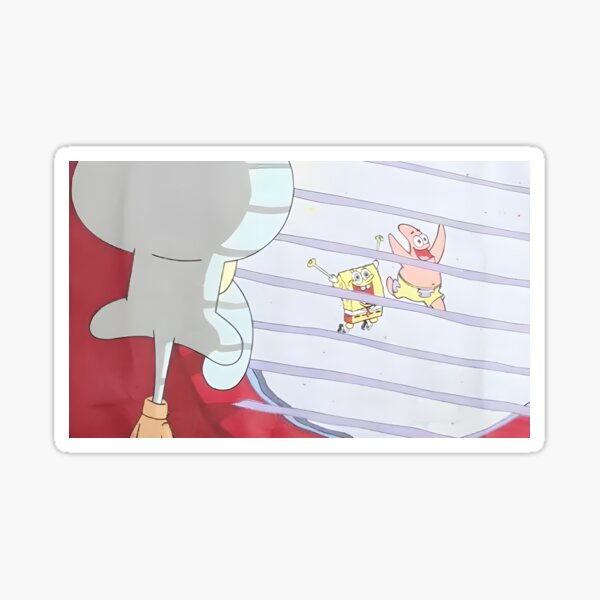 Vista previa del artículo con la obra «Calamardo Ventana Mirando a Bob Esponja y Patricio», diseñado y vendido por The Graceful Goods.