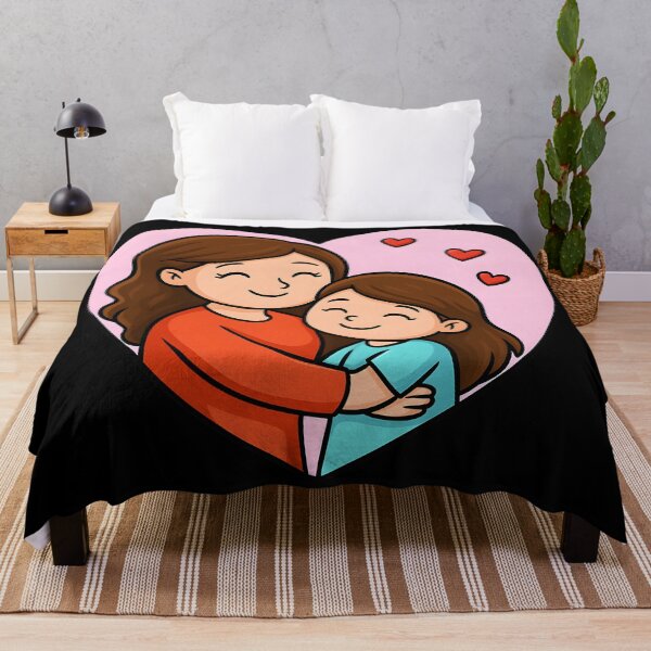 Item preview, Cute Mother and Daughter Hug Illustration for Mother's Day designed and sold by DrawHandArt.
