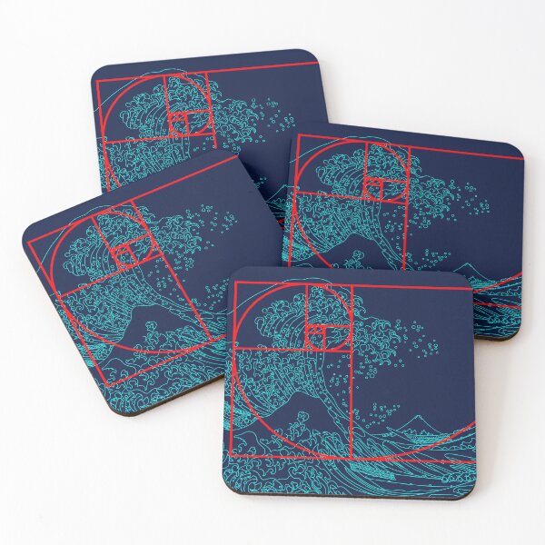 Item preview, Fibonacci Sequence and Aqua Great Wave designed and sold by Pixelchicken.