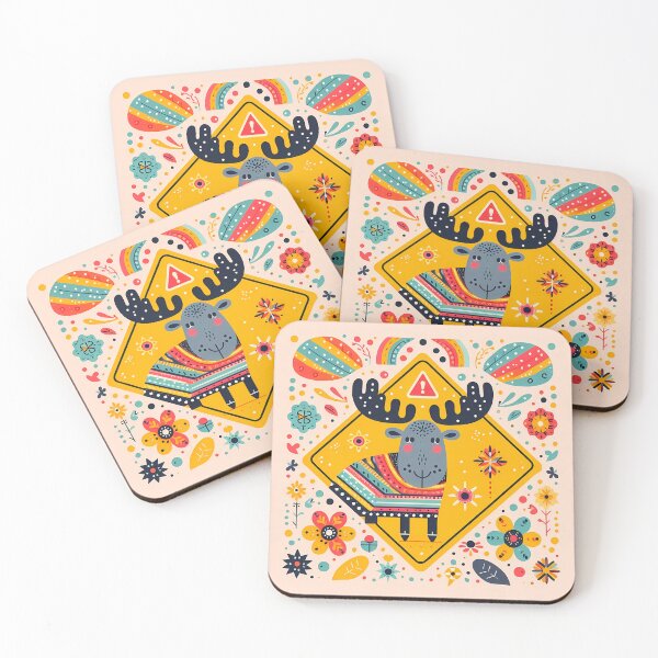 Item preview, Cute Mystical Moose Crossing – Folk Tales and Forest Dreams by heidiannemorris © designed and sold by FOLK ART FUSION by heidiannemorris.