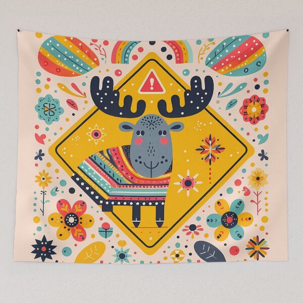Item preview, Cute Mystical Moose Crossing – Folk Tales and Forest Dreams by heidiannemorris © designed and sold by FOLK ART FUSION by heidiannemorris.