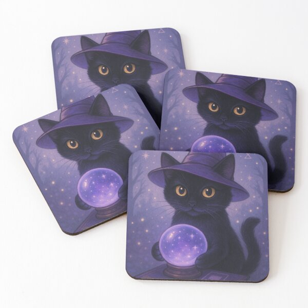 Item preview, Magic cat with crystal ball in the enchanted forest designed and sold by TheMysticCats.