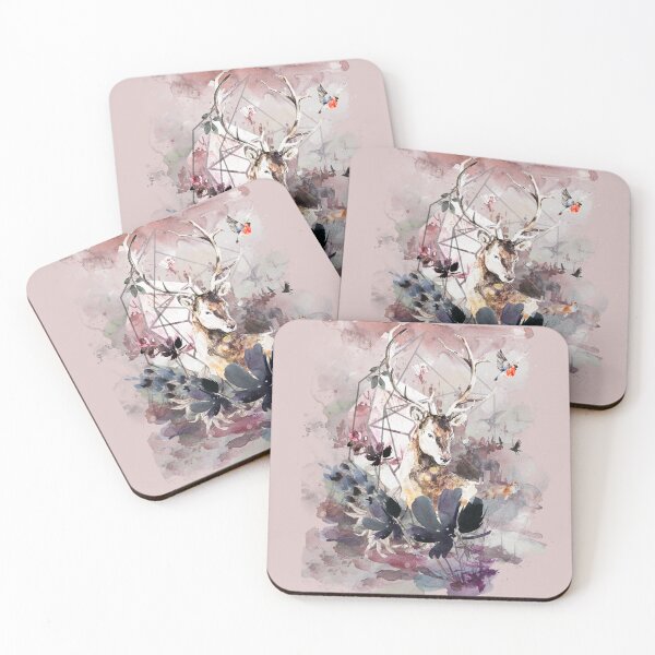 Item preview, Majestic Deer and Floral Dreams – Abstract Pastel Nature Art designed and sold by ArtStyleAlice.